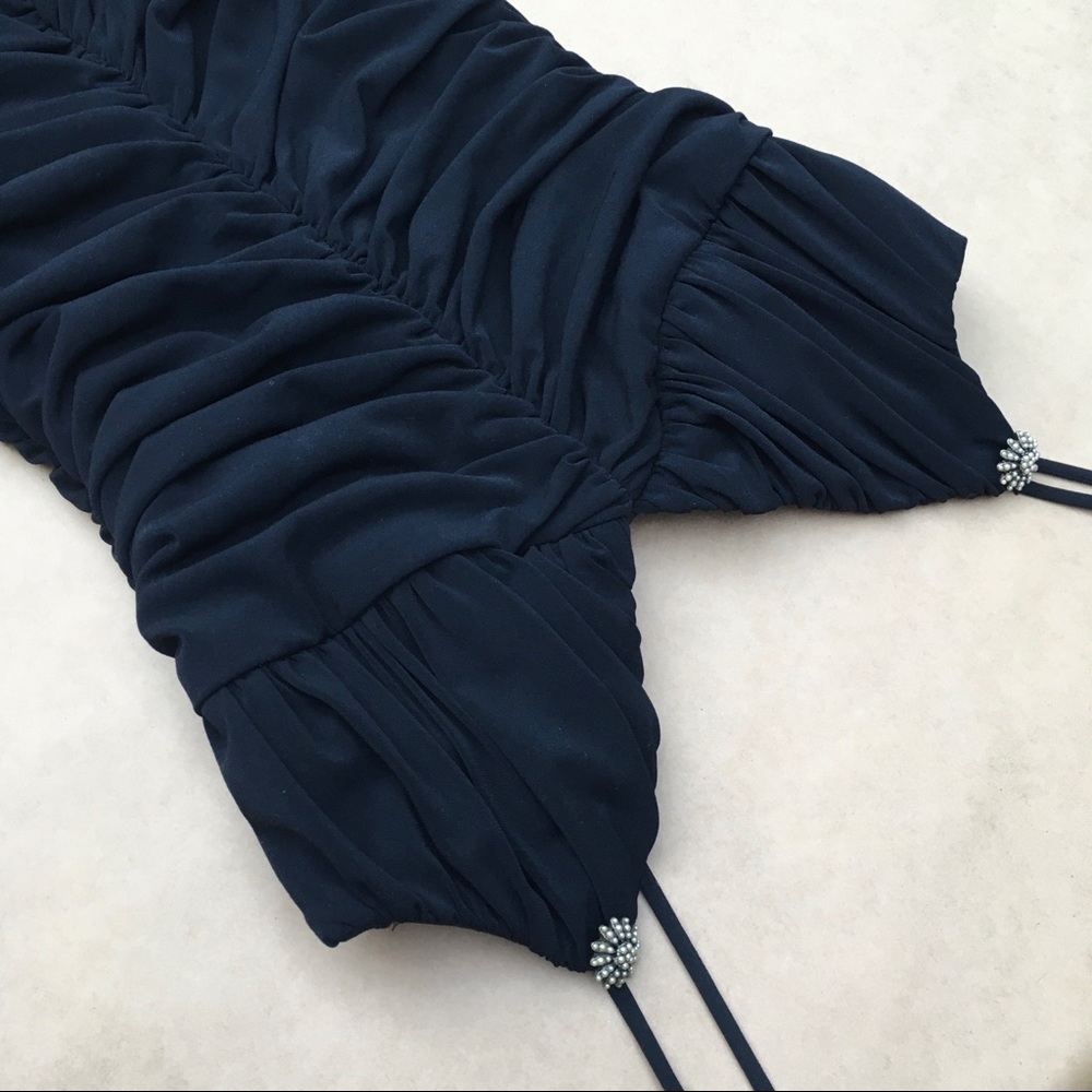 Shelli Segal ❉ Pleated & Shirred Cocktail Dress in Black Size 4 - Picture 4 of 9